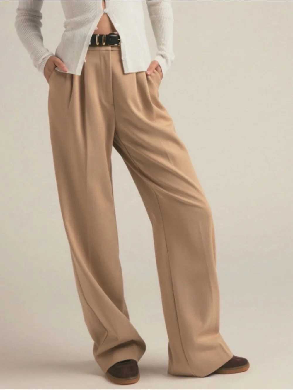 Favorite Daughter The Favorite Pant Size 8 Beige Wide Leg Minimal Work City Chic - Picture 4 of 13